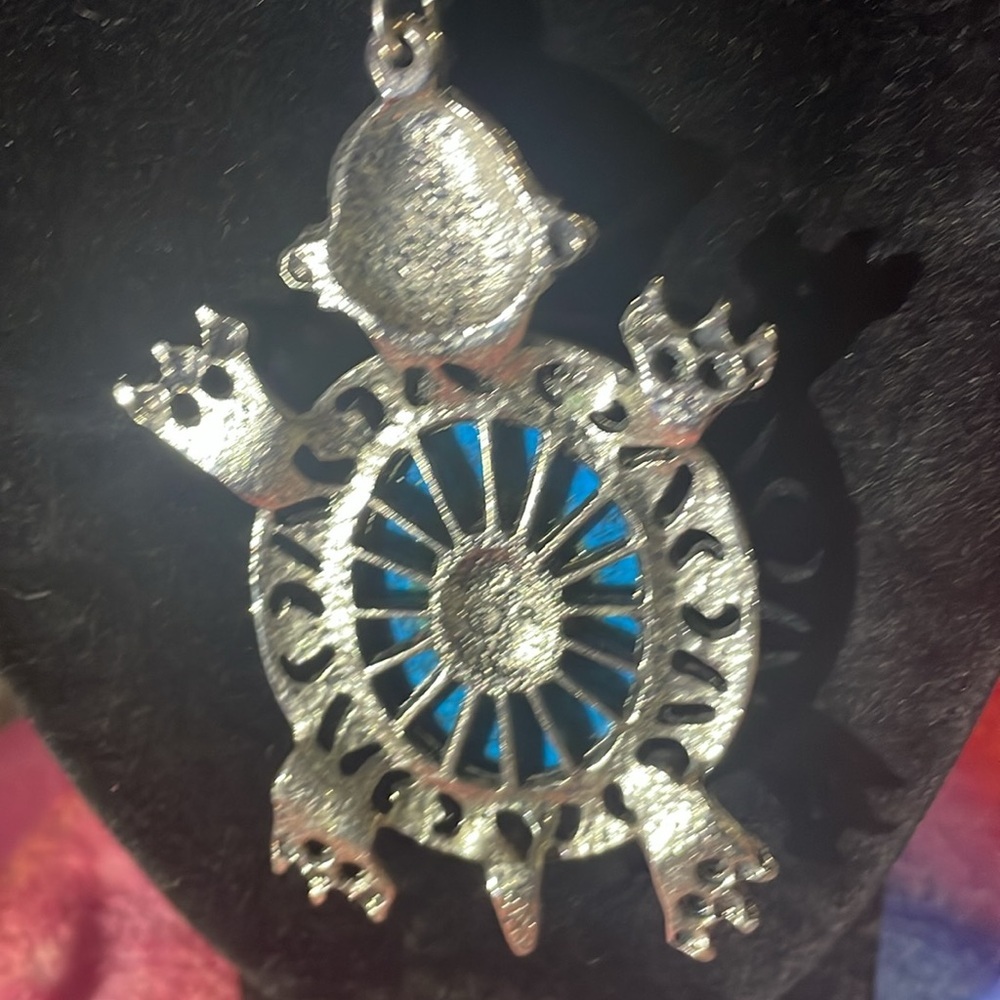 Sea Turtle Turquoise Pendant Statement Necklace W… - image 4